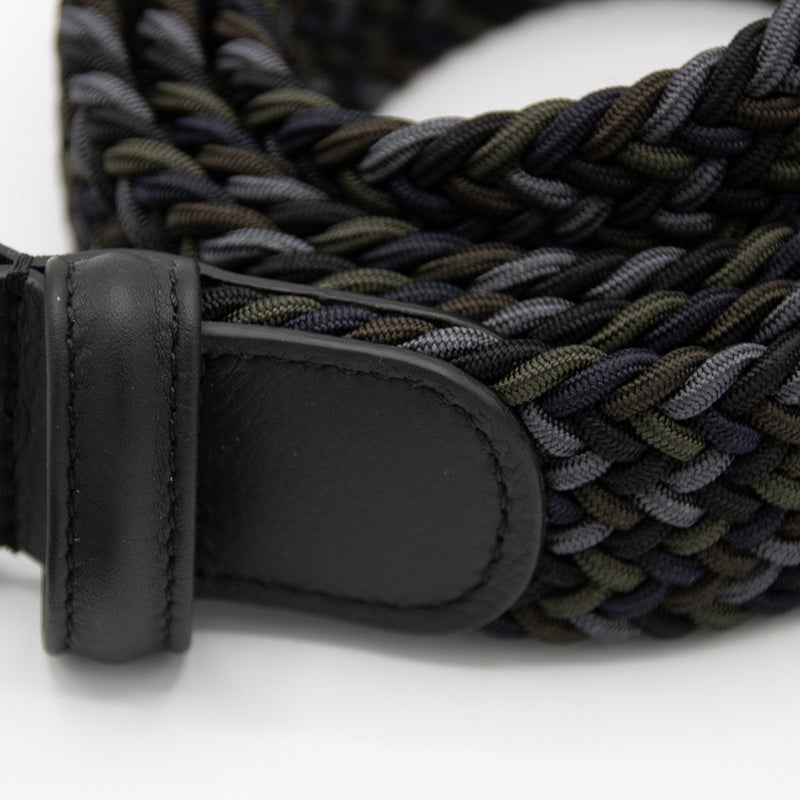 Woven Elasticated Belt - Green/Blue/Black