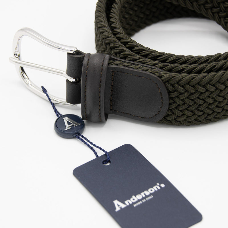 Woven Elasticated Belt - Olive