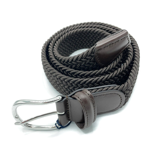 Woven Elasticated Belt - Brown