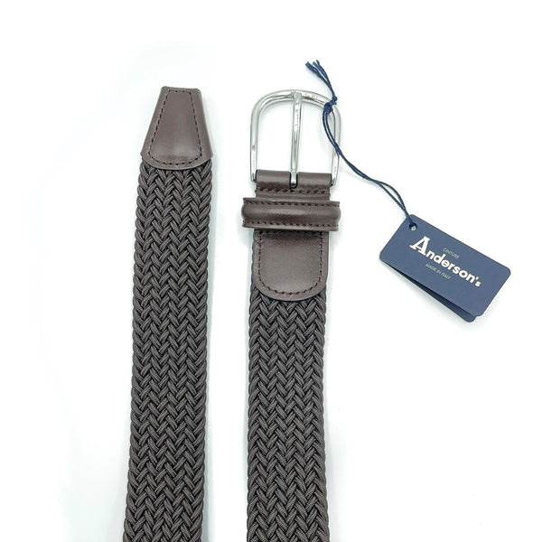 Woven Elasticated Belt - Brown